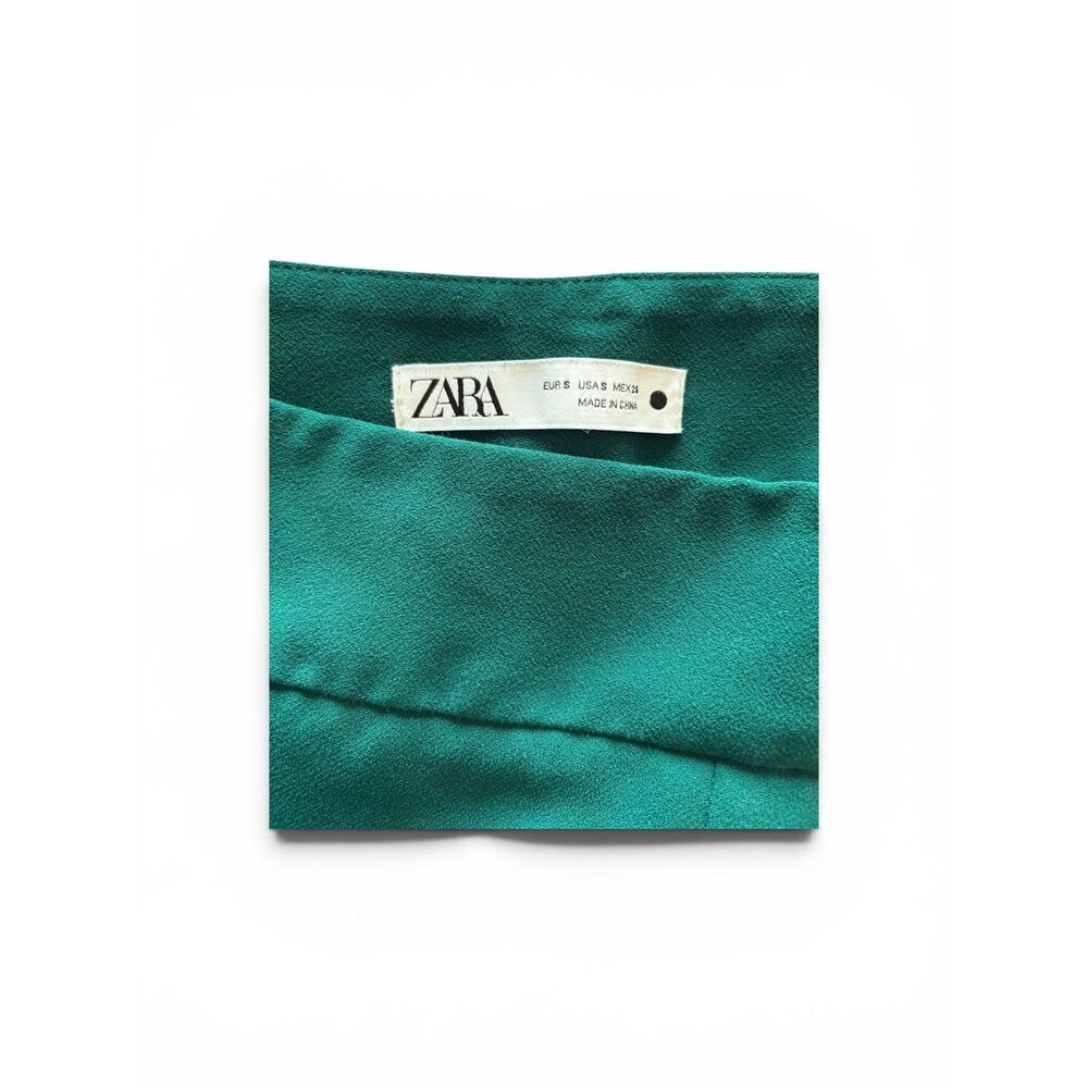 Zara Emerald Green Women's Office Dress Pants Wide Leg Trousers Size S or Size 2 - Picture 6 of 6